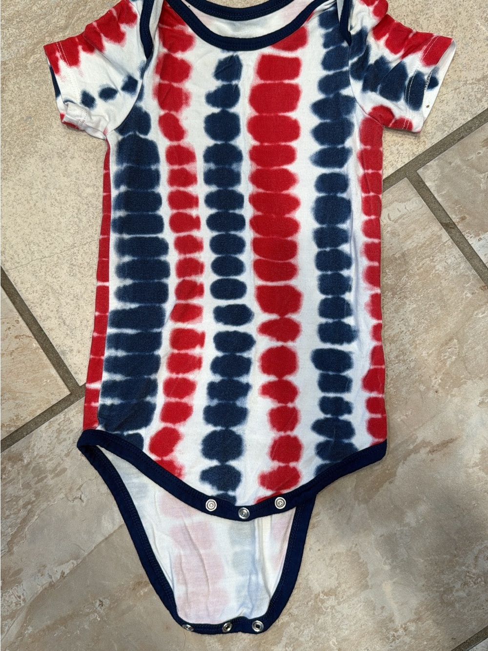 Kyte BABY Red, Navy & White Tie-Dye Short Sleeve One-Piece